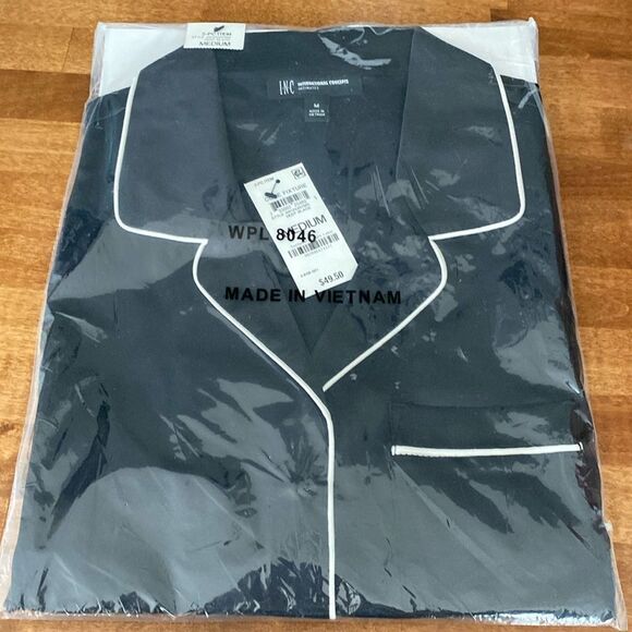 INC Core Fixture Deep Black Pajamas Size Medium - Picture 2 of 5
